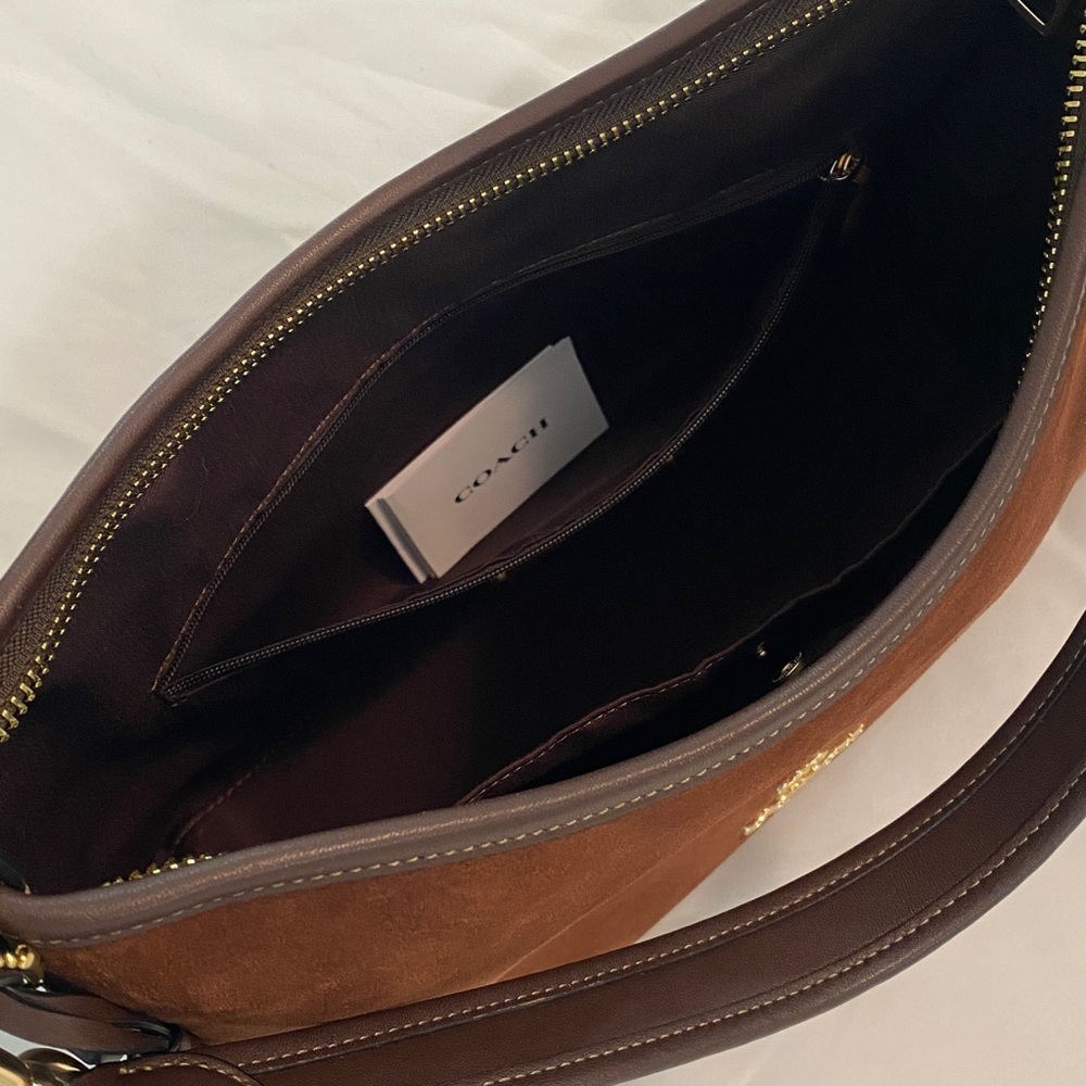 Coach Brown Suede Laurel Shoulder Bag With Tassels - Picture 6 of 9